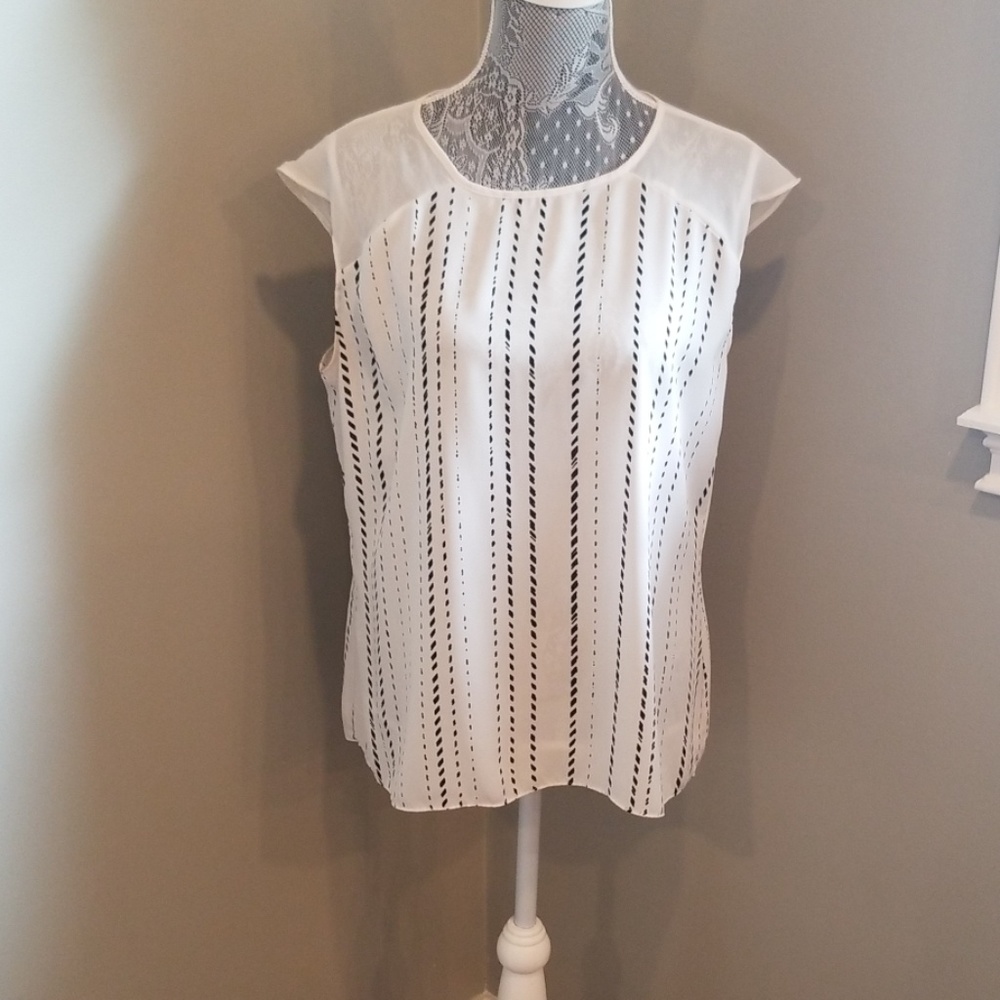 Apt. 9 striped blouse with back button detail